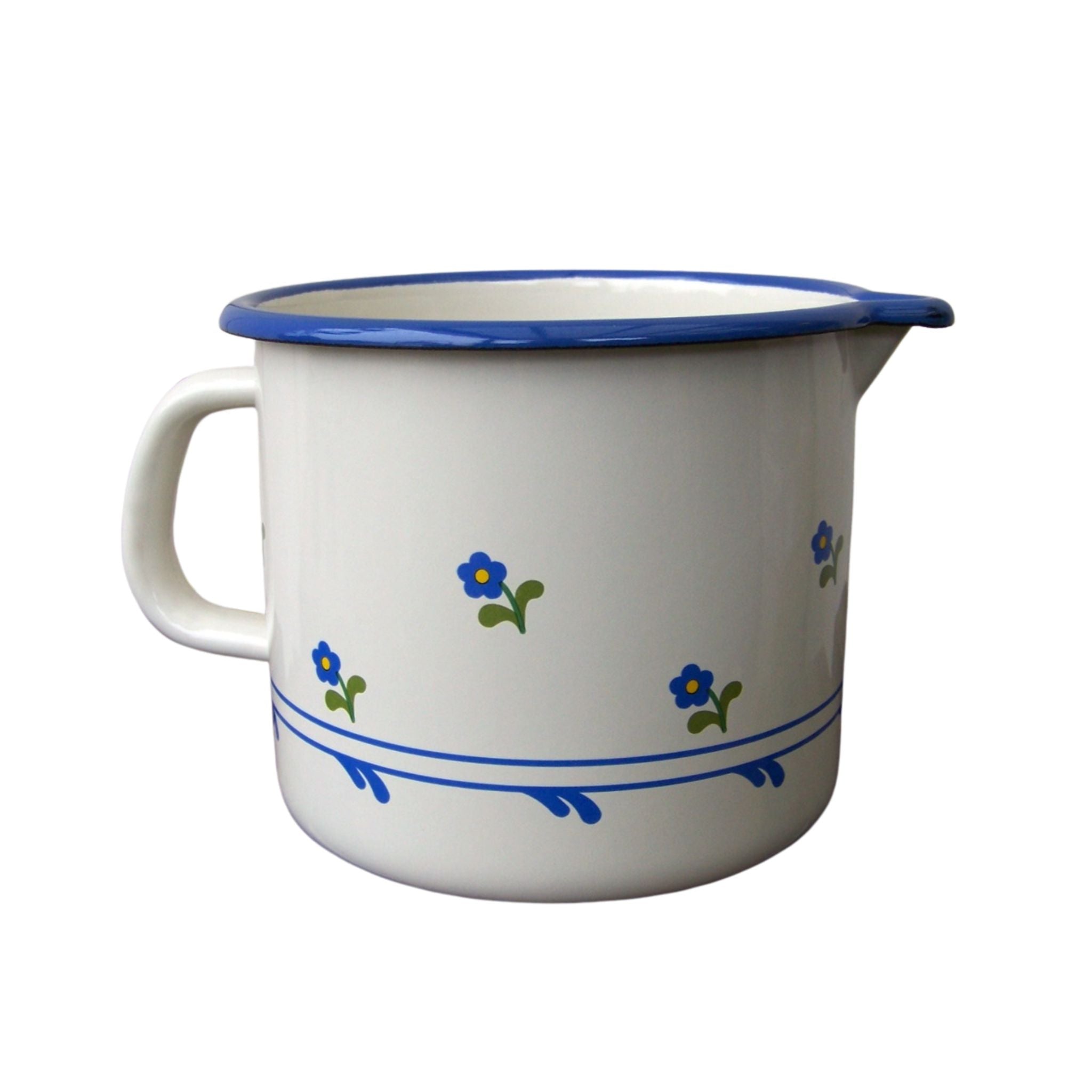 Emaille Milchtopf Blümchen im Landhausstil 1L