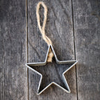 Christbaumschmuck Stern Metall im Vintage-Stil 6 cm