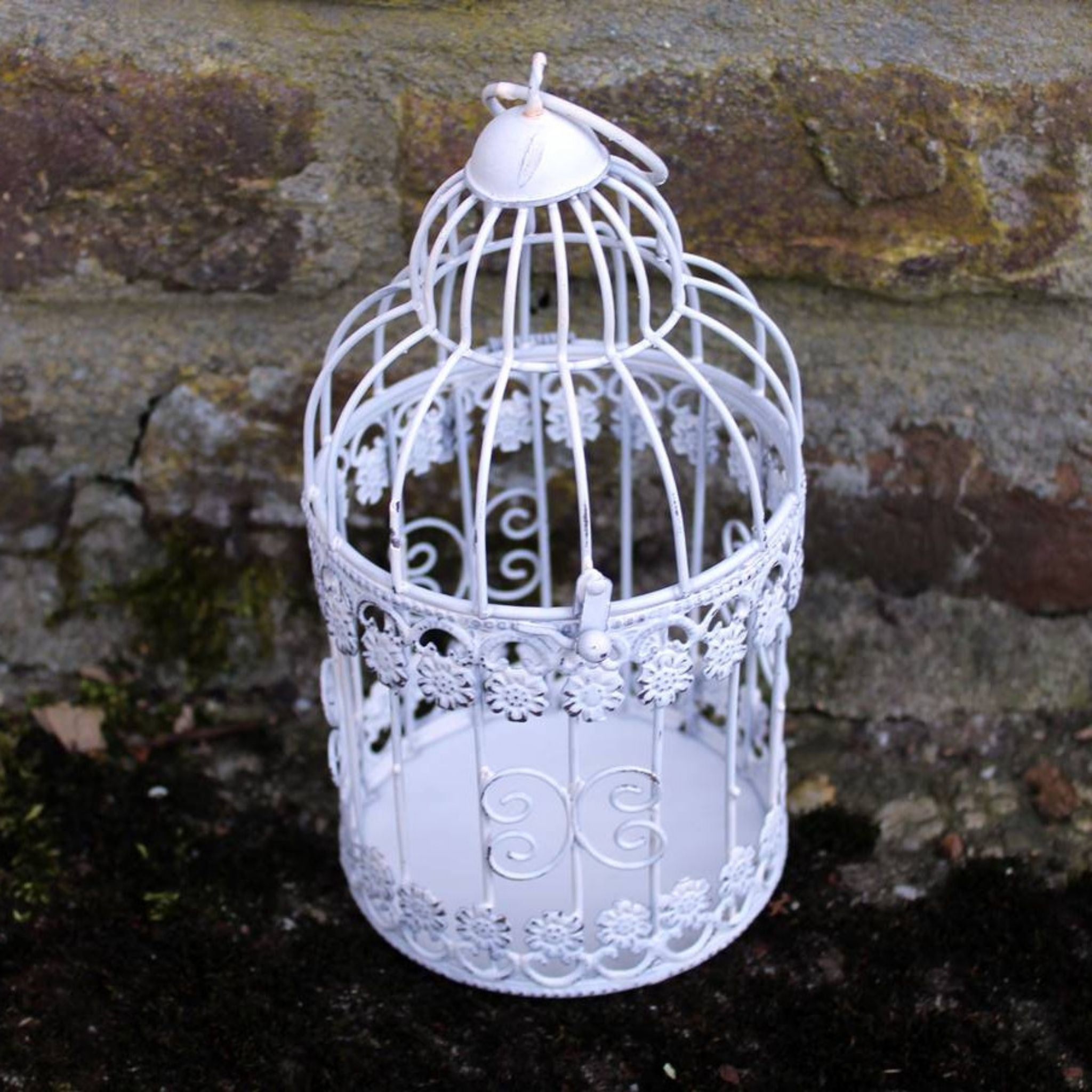 Dekokäfig Shabby Chic Weiß Vintage Landhausstil Dekoration Tischdeko