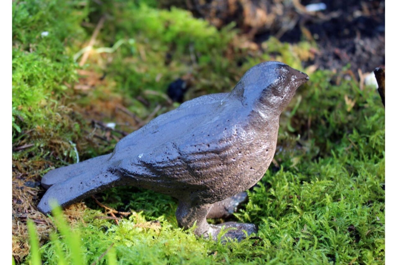 Gartenfigur Vogel Gusseisen antikbraun