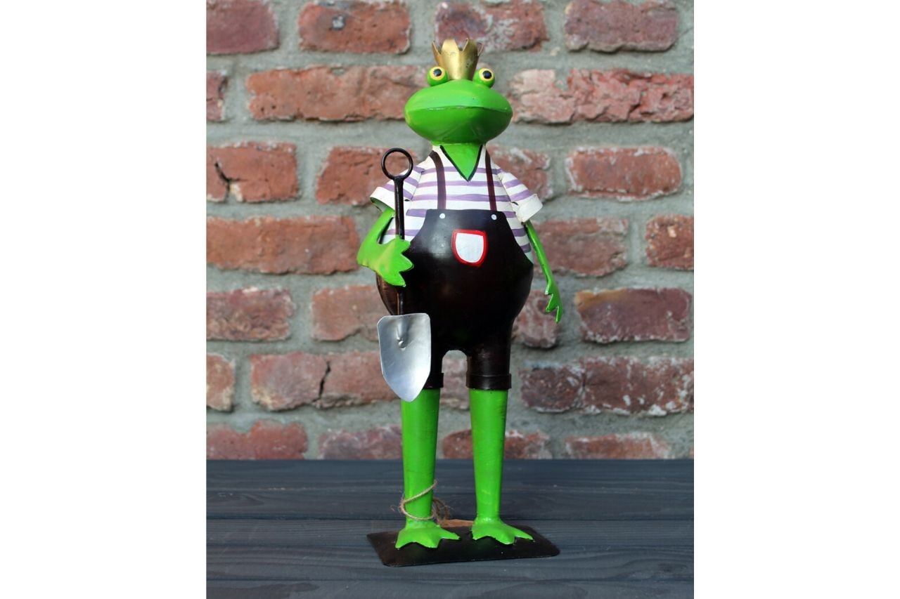 Gartenfigur Frosch Gärtner mit Spaten