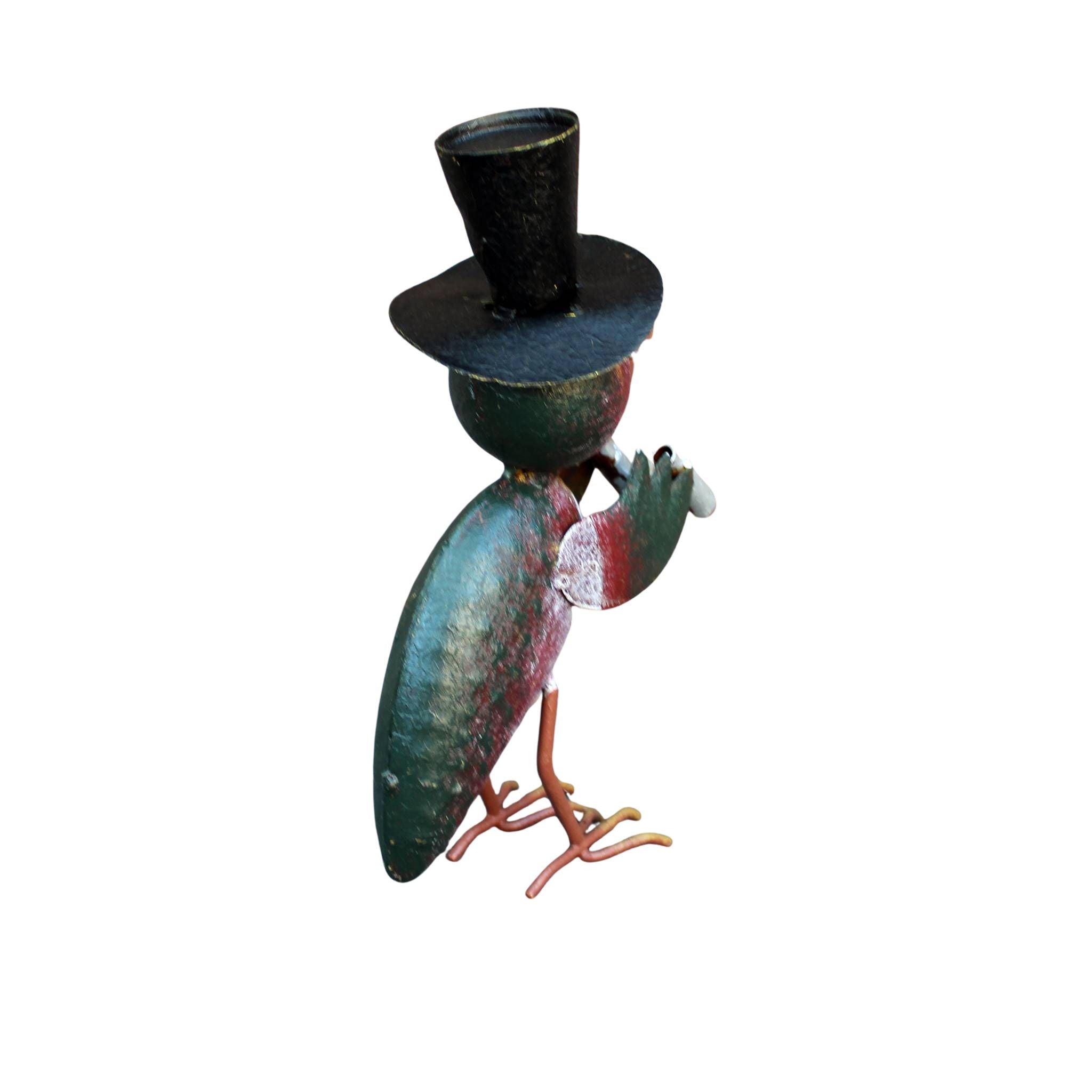 Rabe Gartenfigur mit Fernglas Metallfigur 24cm