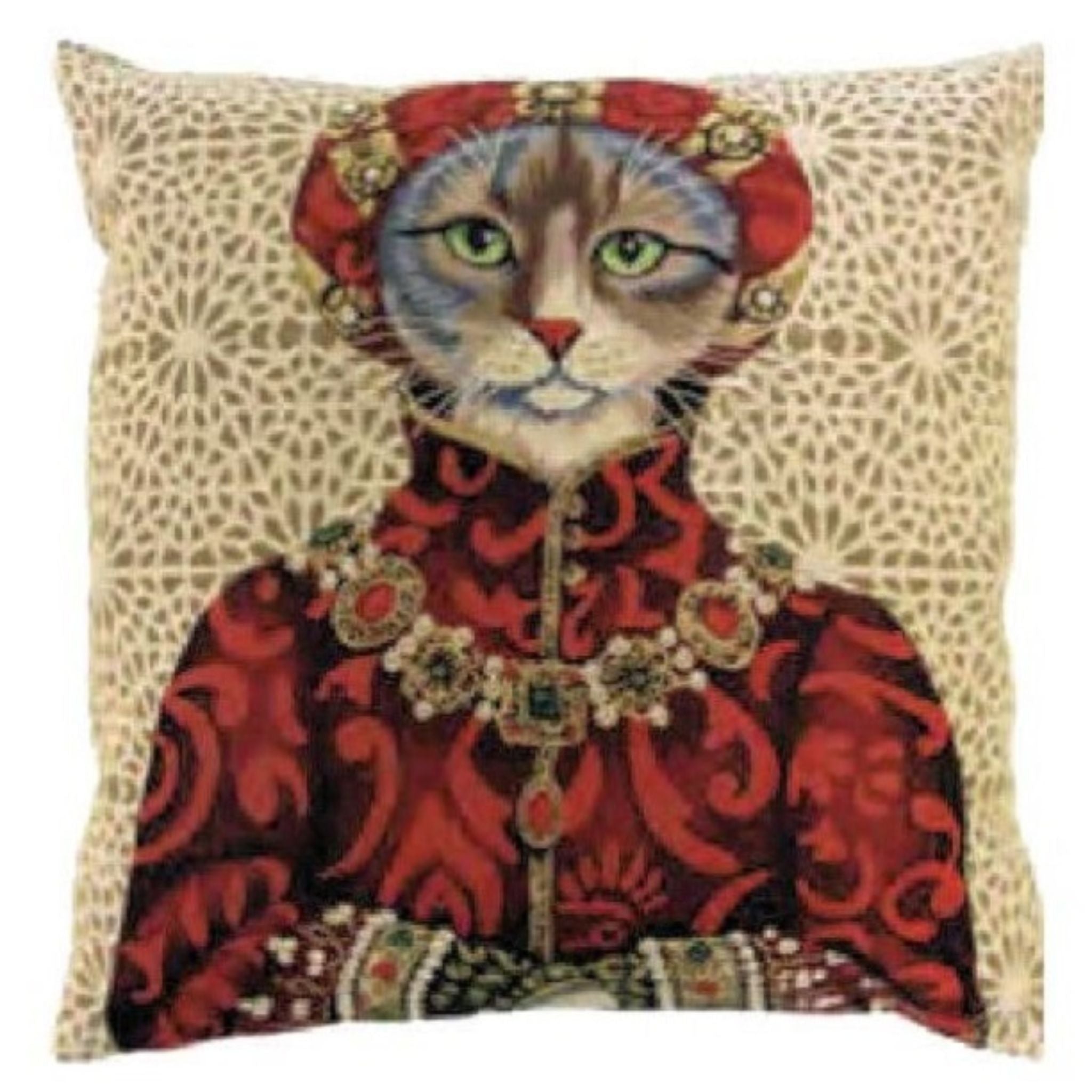 Gobelin Kissen Katze Mittelalter Zierkissen incl Füllung