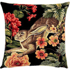 Gobelin Kissen Hase springend Blumen Zierkissen incl Füllung