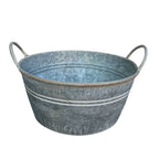 Zink Pflanzschale rund Vintage mit Griffen 33cm