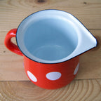 Emaille Milchkännchen Rot Weiß gepunktet Vintage 0,4L