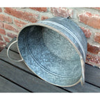 Zink Pflanzschale rund Vintage mit Griffen 33cm