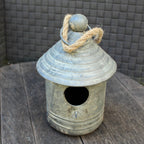 Zink Vogelhaus Rund Rustikal Vintage-Stil H22 cm