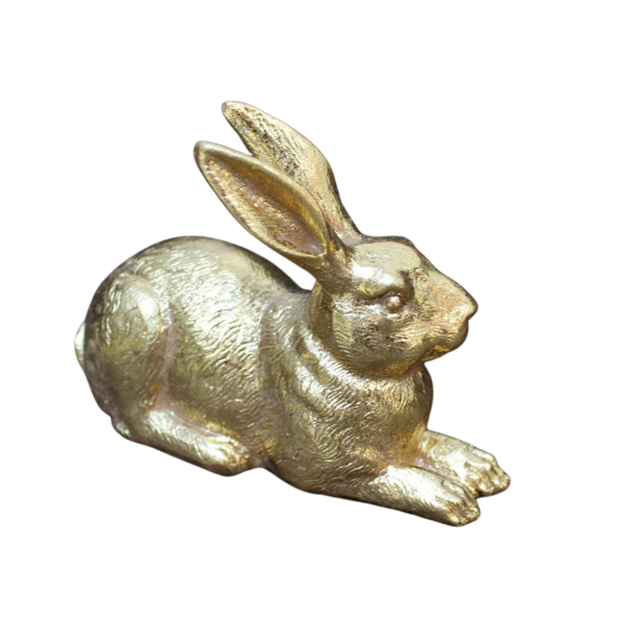Dekofigur Hase liegend Gold-Optik Antik-Stil 14 cm