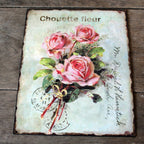 Blechschild Rosen Shabby Vintage Postkartenstil Nostalgie