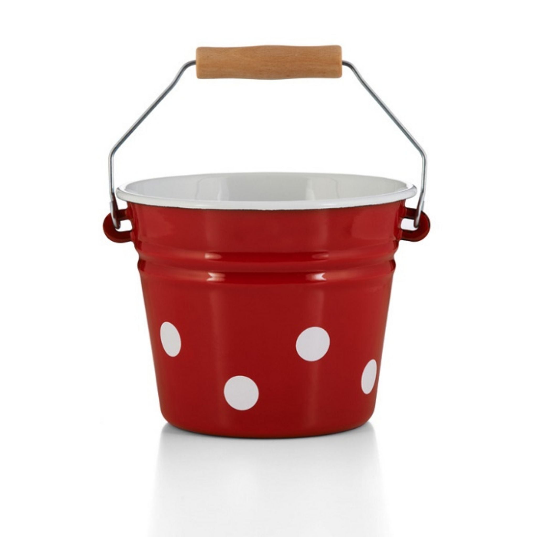 Emaille Eimer Rot Weiß im Retro-Look 2L