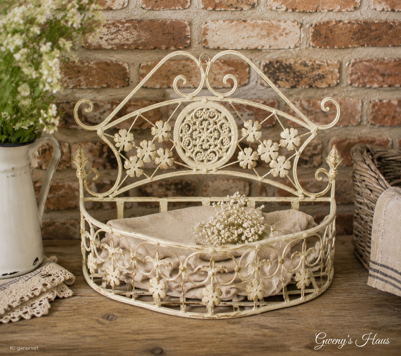 Wandkorb Blumenkorb Shabby Chic Hängeregal B36cm
