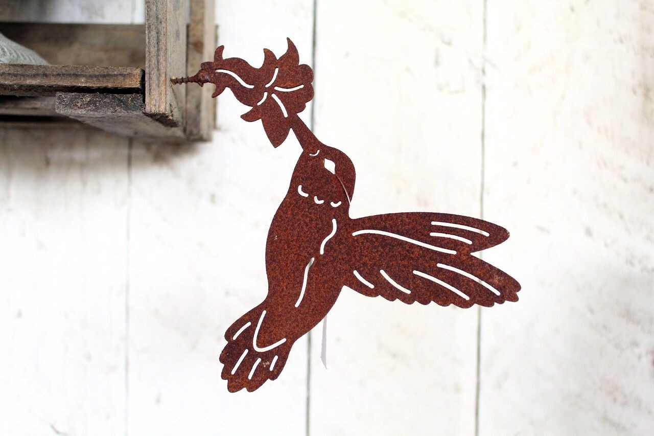 Gartenfigur Kolibri Edelrost