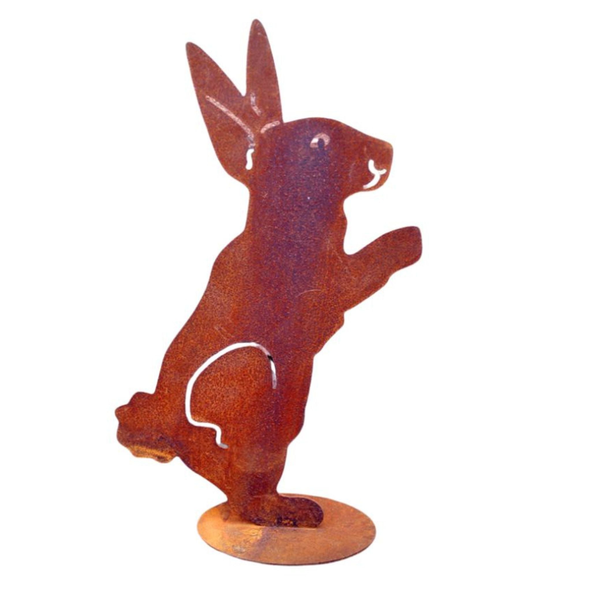 Edelrost Hase auf Platte H25cm