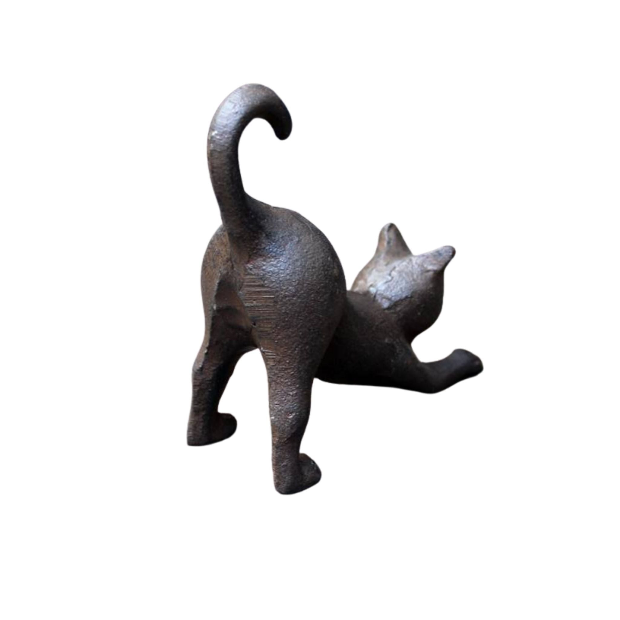 Dekofigur Katze Gusseisen Antikbraun Nostalgie 11cm