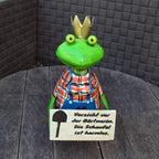 Zaunhocker Frosch Gärtnerin Metall handbemalt Figur 21,5 cm