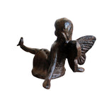 Gartenfigur Elfe mit Vogel