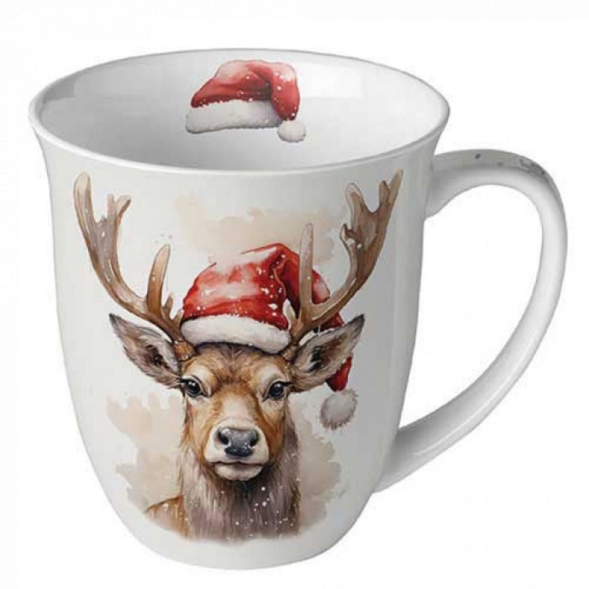 Porzellan Tasse Hirsch mit Mütze Weihnachten 0,4L
