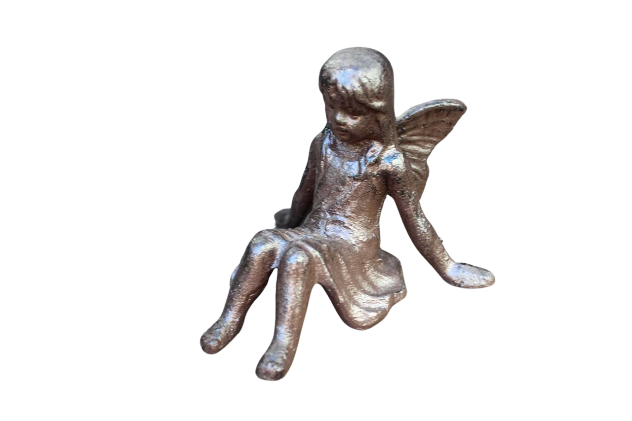 Gartenfigur Engel sitzend Gusseisen
