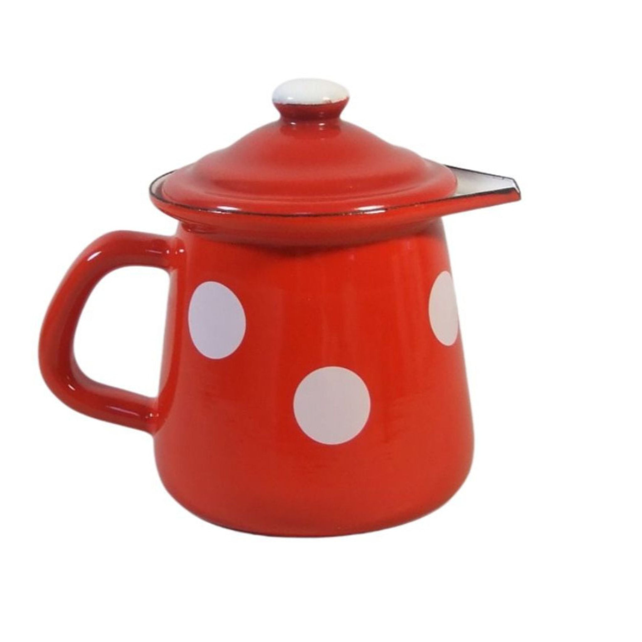 Emaille Milchkännchen Rot Weiß gepunktet Vintage 0,4L