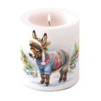 Kerze groß Esel im Weihnachtspulli Landhausstil