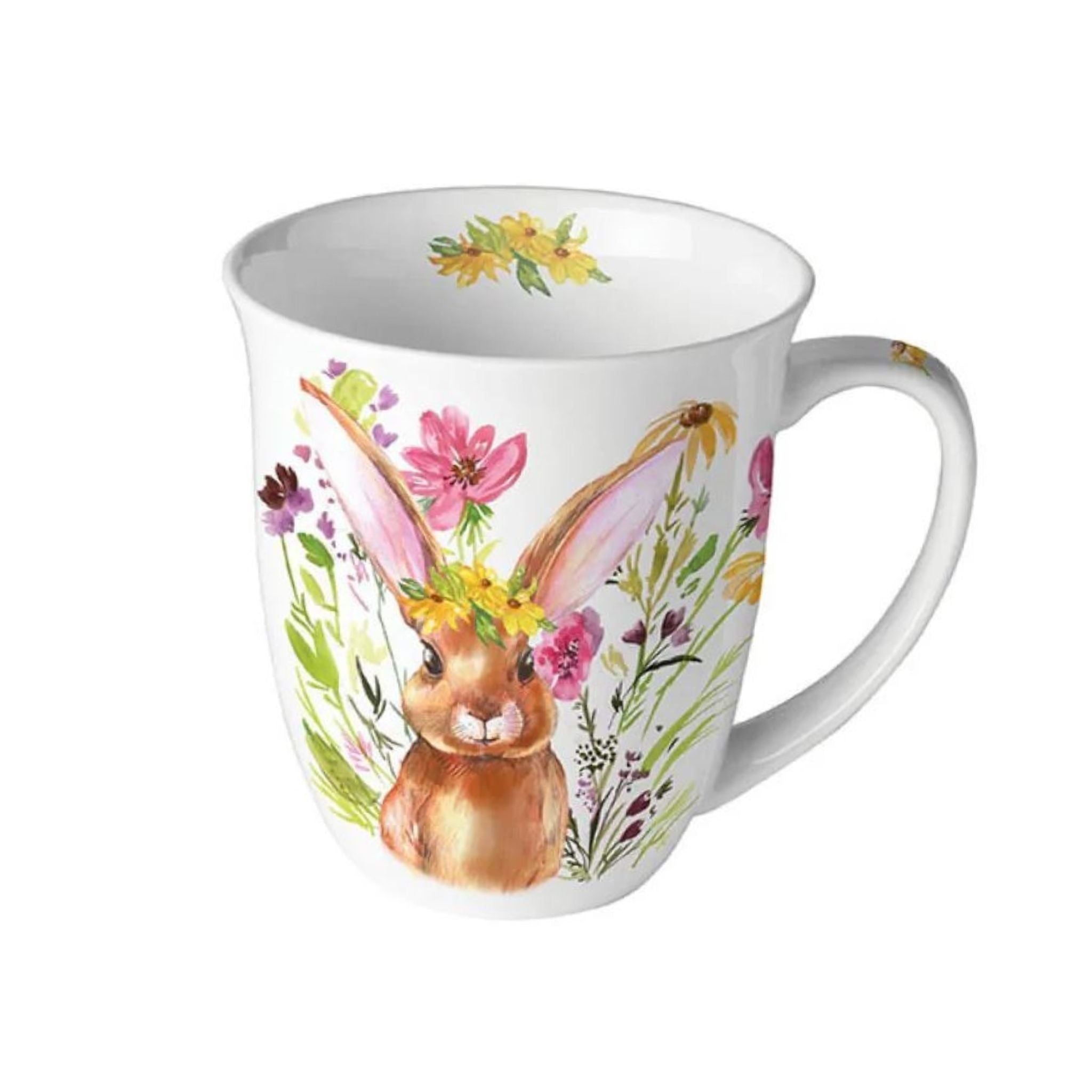 Porzellan Tasse Hasenmädchen mit Blumenkranz Ostern 0,4L