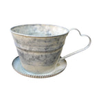 Pflanztasse Metall Zink-Optik Herz-Henkel 20cm
