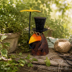Rabe Zaunhocker mit Schirm Metallfigur Landhaus-Stil 17cm
