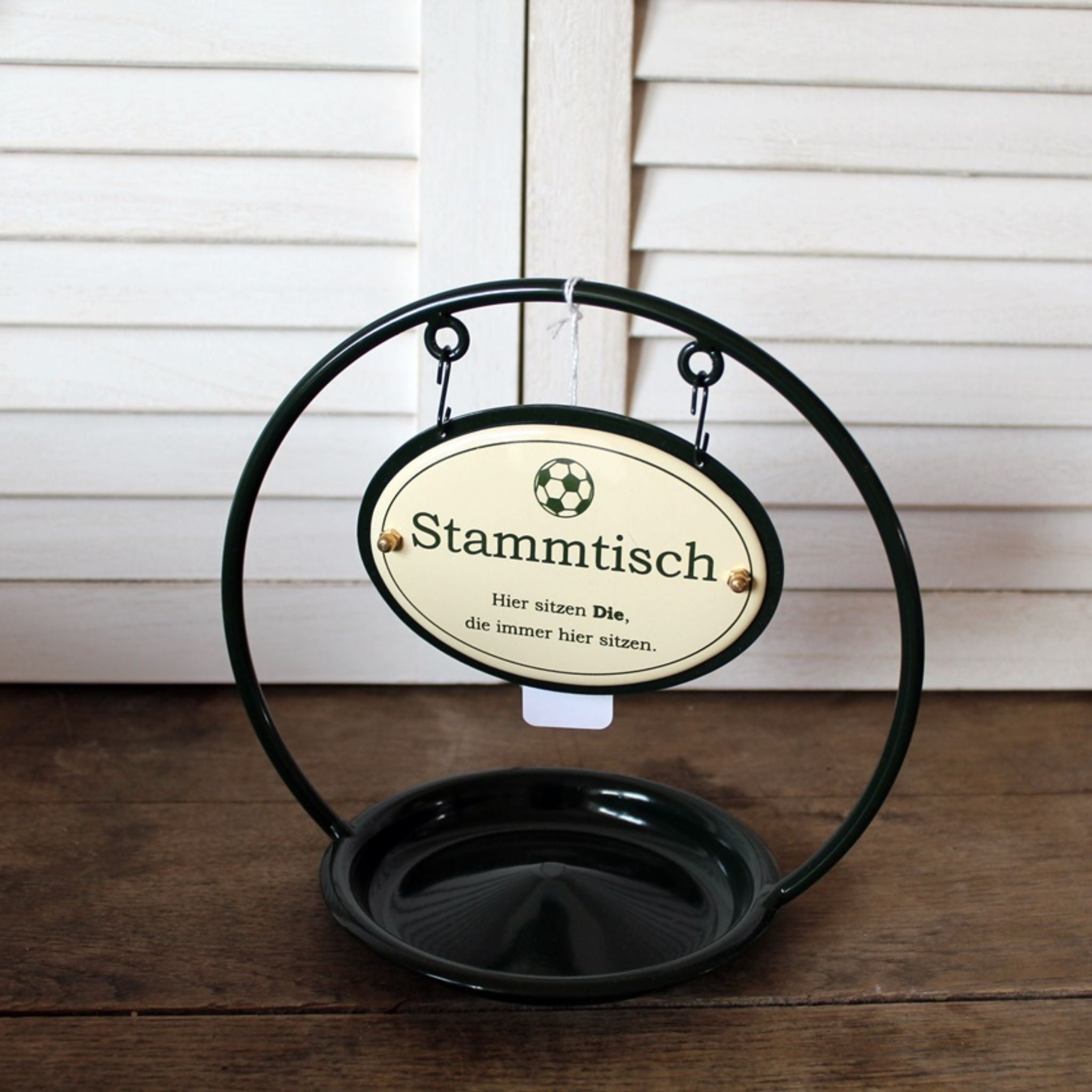 Emaille Stammtisch-Aufsteller mit Aschenbecher Fußball