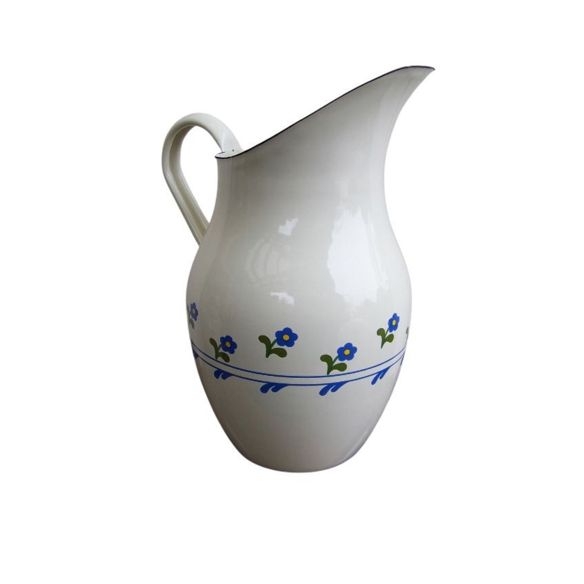 Emaille Krug mit Blumendekor 2,5 l im Landhaus-Look