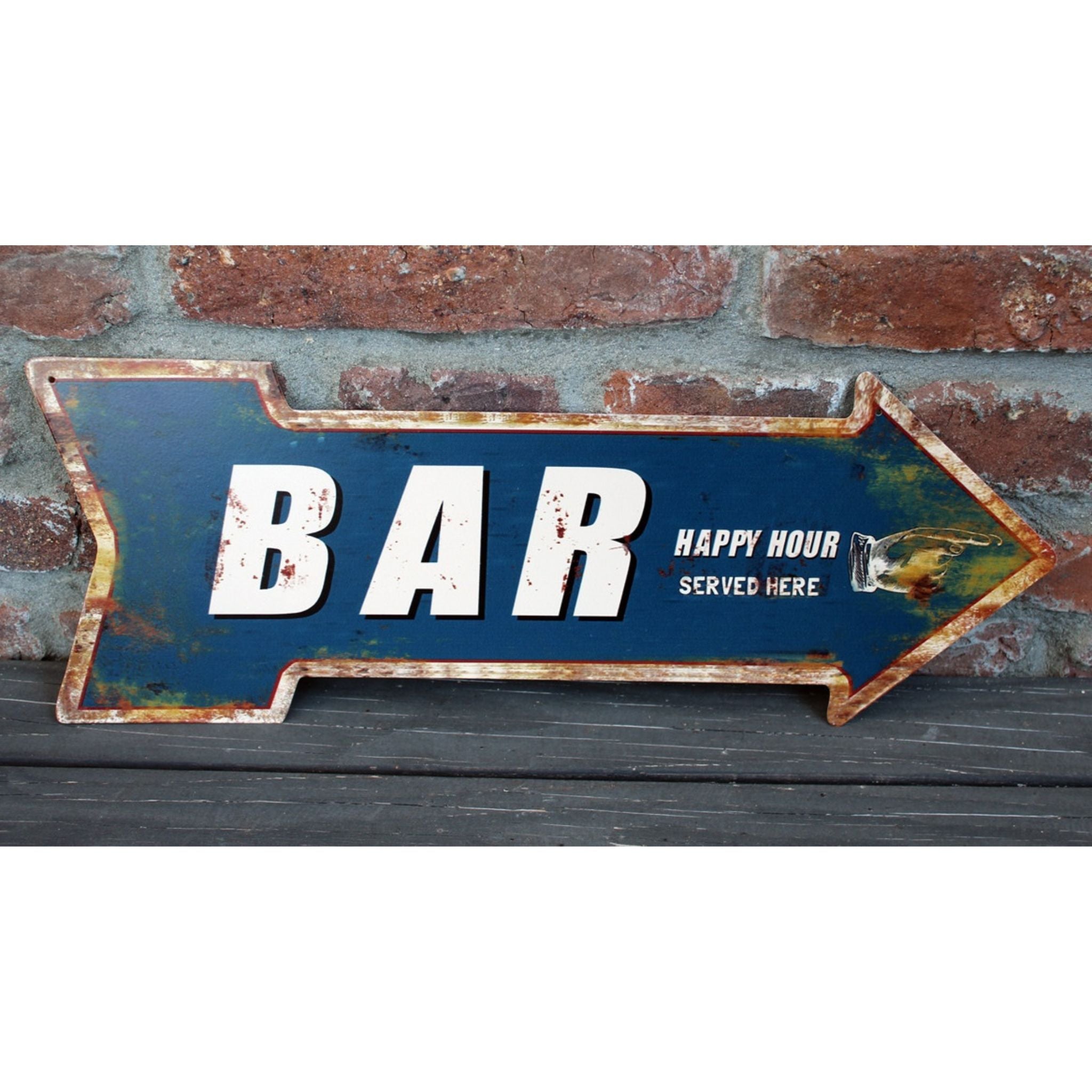 Shabby Blechschild Bar Happy Hour Wanddeko 50cm