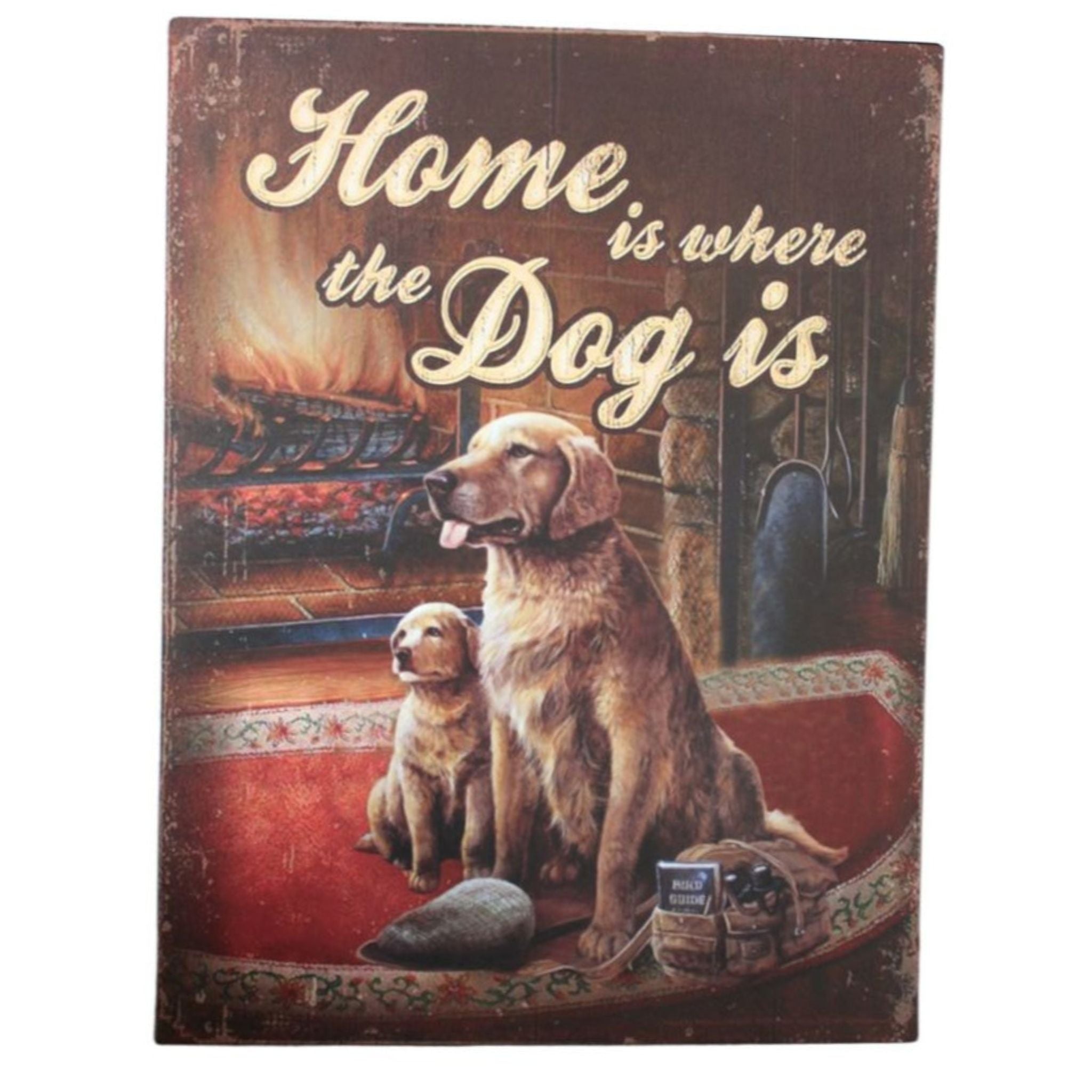 Dekoschild Home is where the dog is Hunde 33x25cm