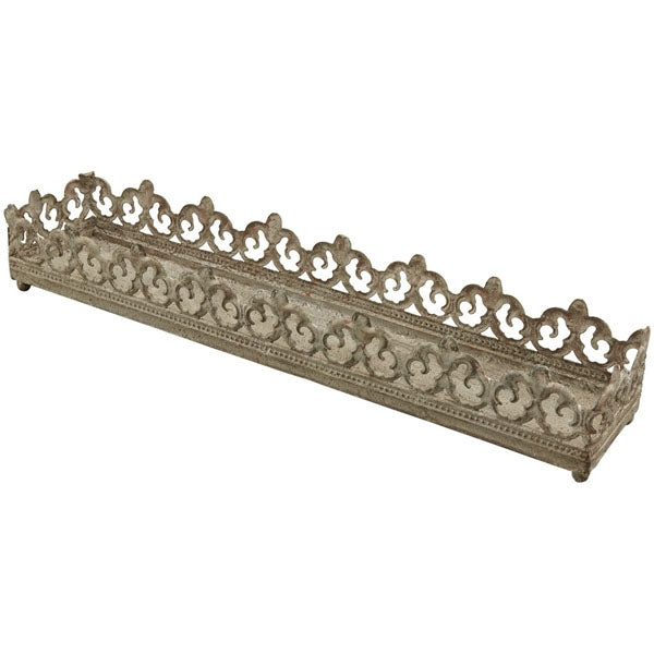 Dekotablett Metall Antikgrau Vintage L 35 cm