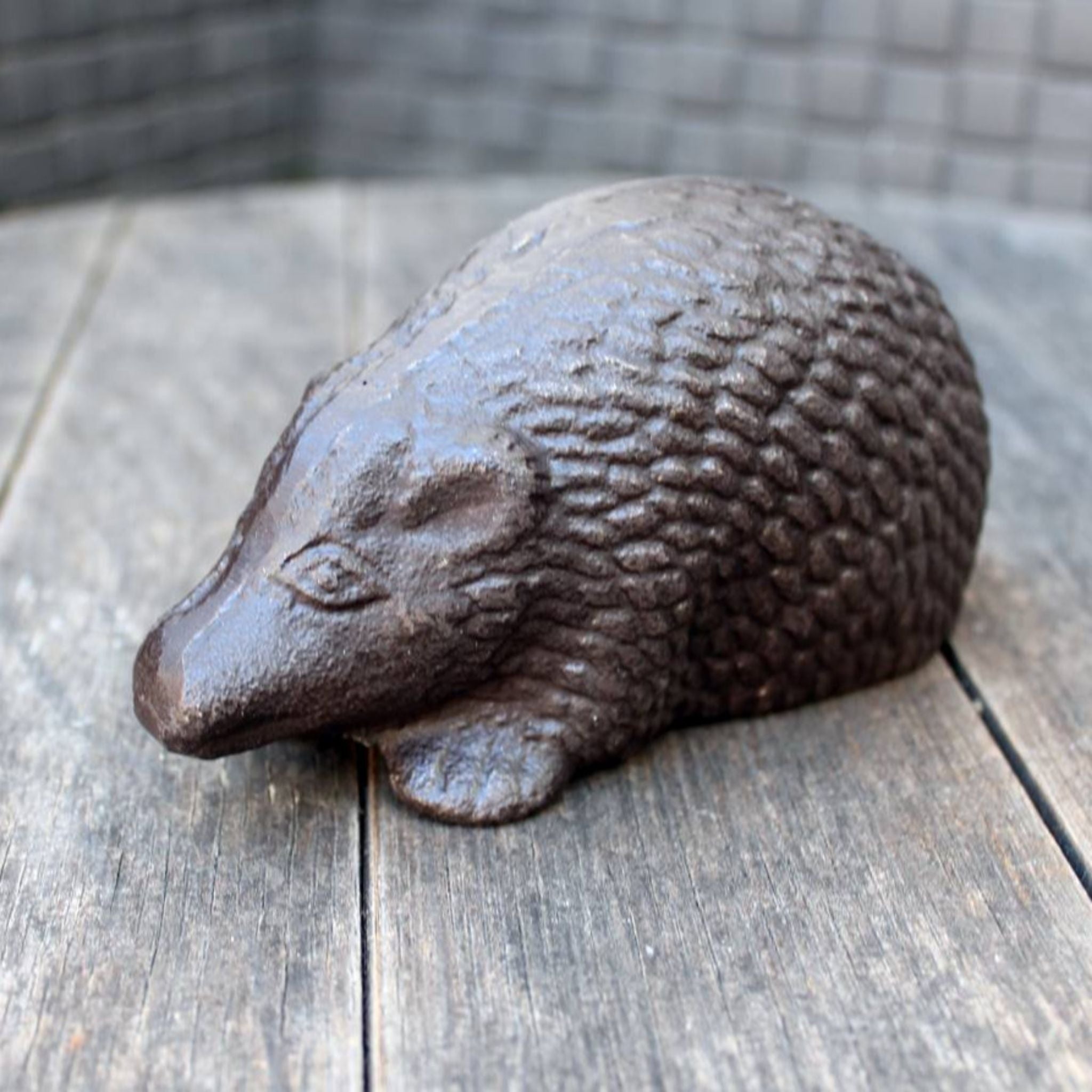 Gusseisen Igel Gartenfigur Antikbraun Landhausstil 13cm