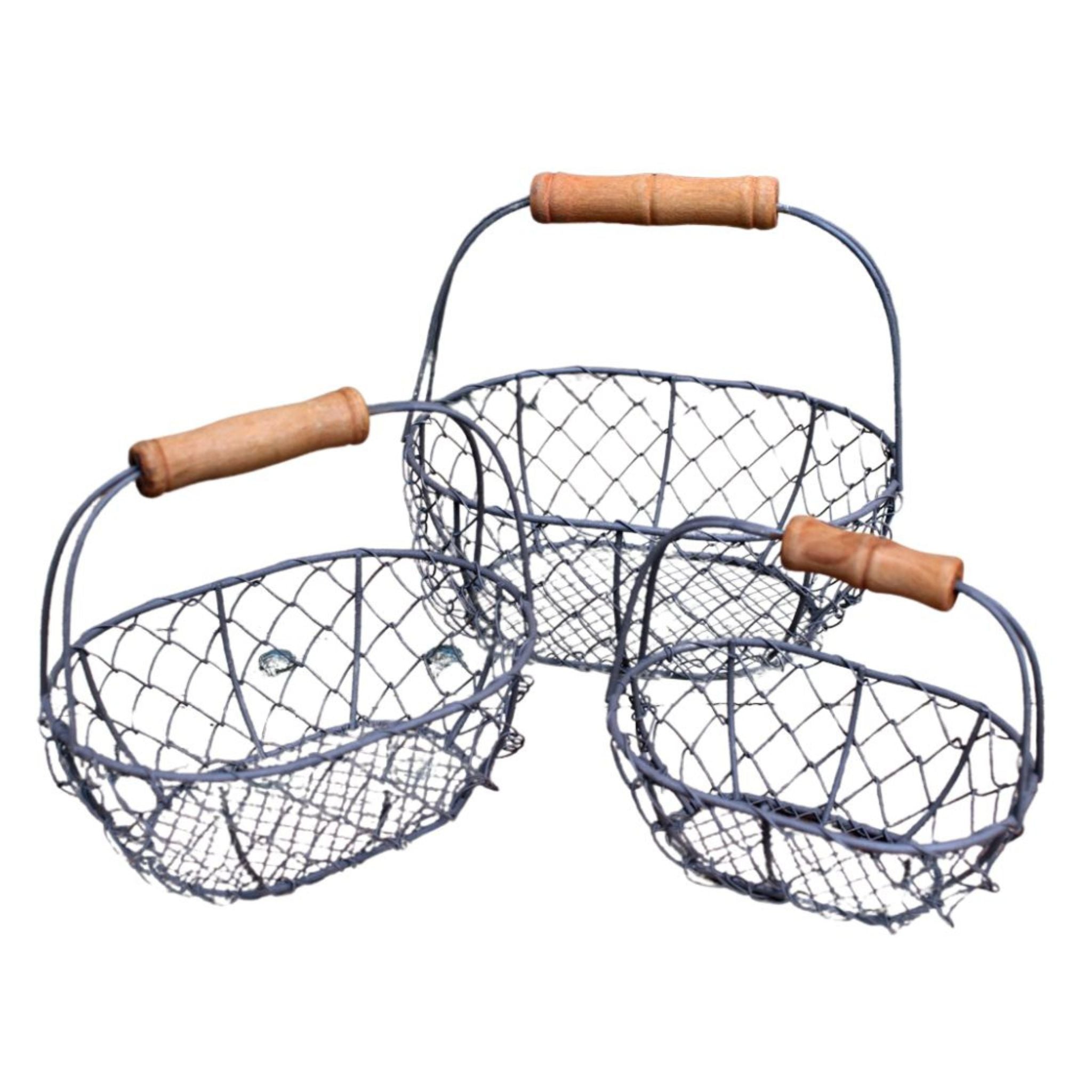Dekokorb Pflanzkorb Set mit Holzgriff Landhausstil
