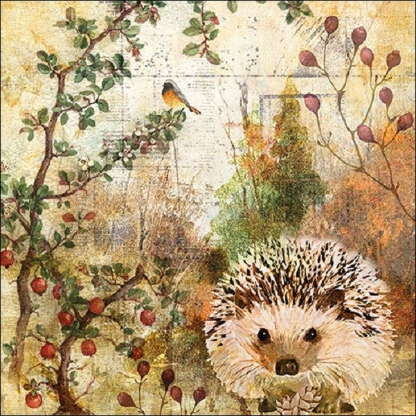 20 Servietten Herbst Igel Tischdeko Landhausstil  33x33cm