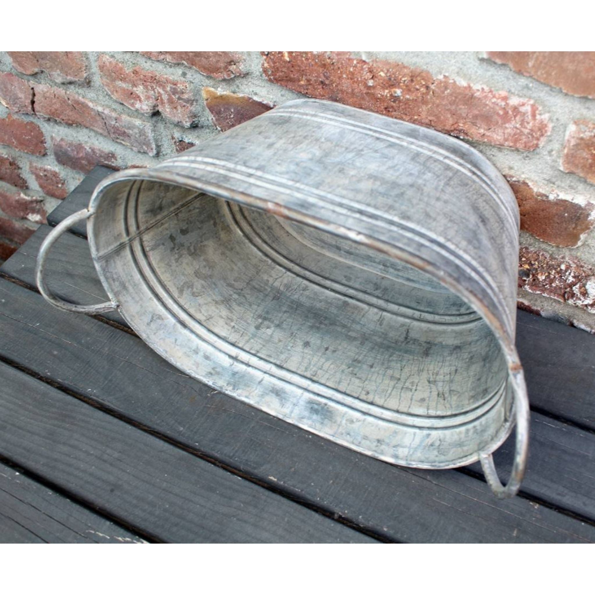 Zink Pflanzkübel Vintage mit Griffen 37cm