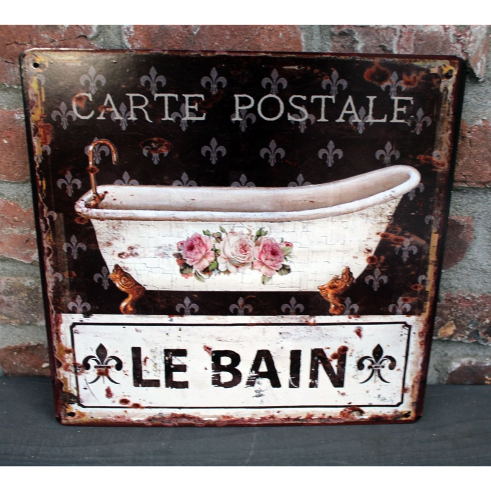 Shabby Blechschild Badewanne Antikstil Bad Retro Le Bain