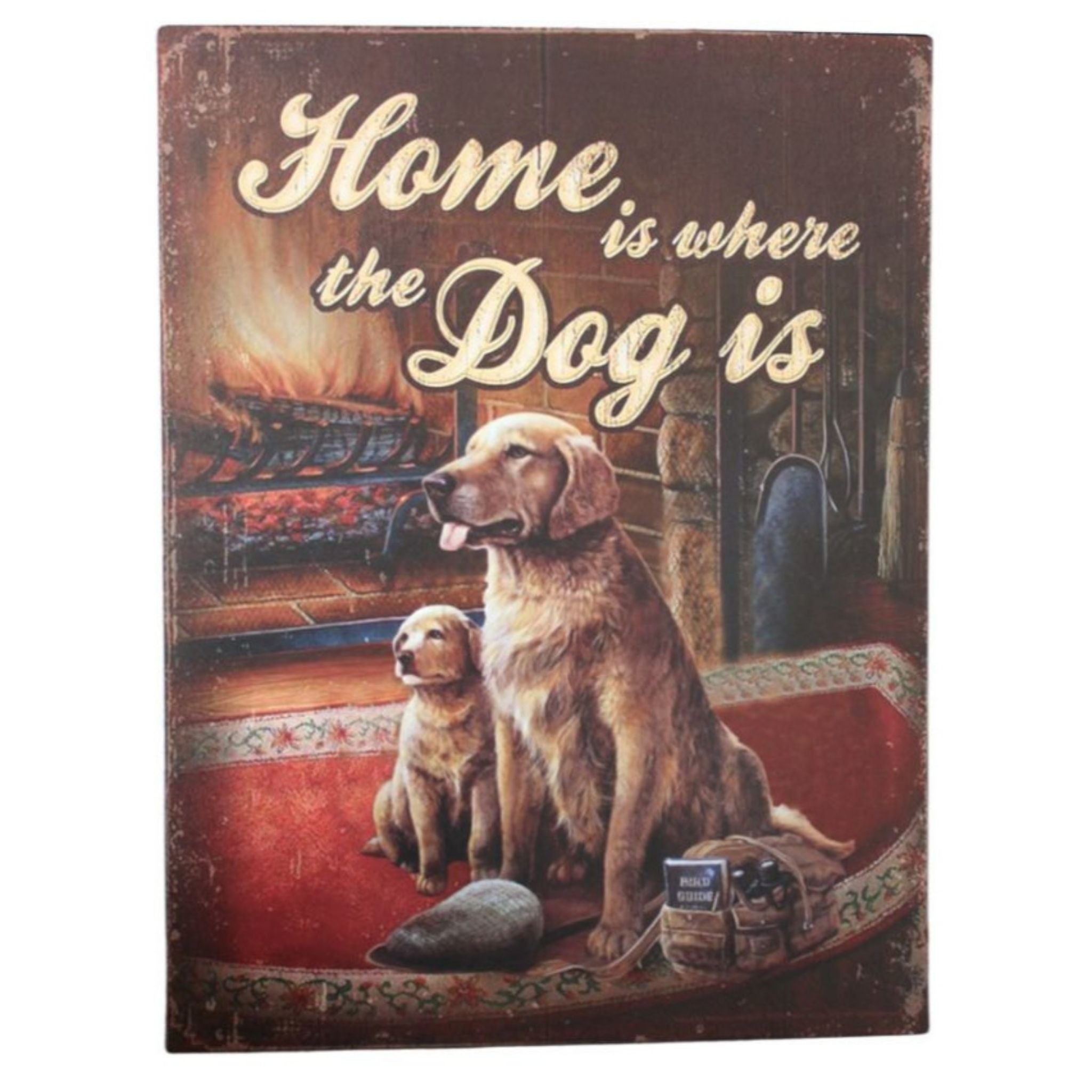 Dekoschild Home is where the dog is Hunde 33x25cm