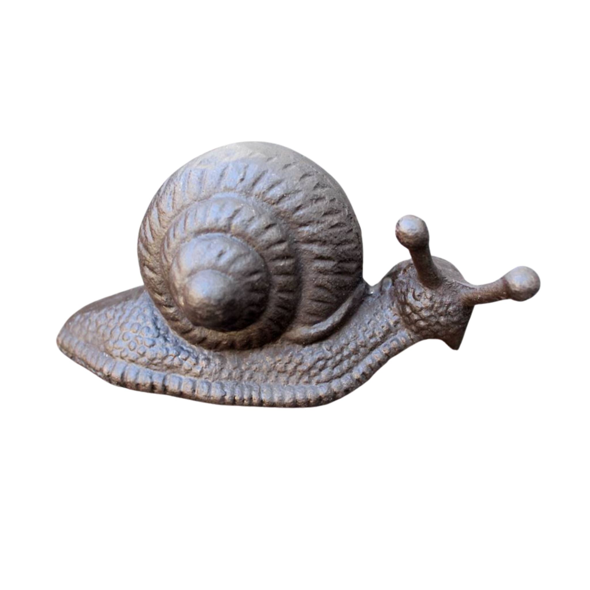 Gartenfigur Schnecke Gusseisen Antikbraun Landhaus-Stil 16cm
