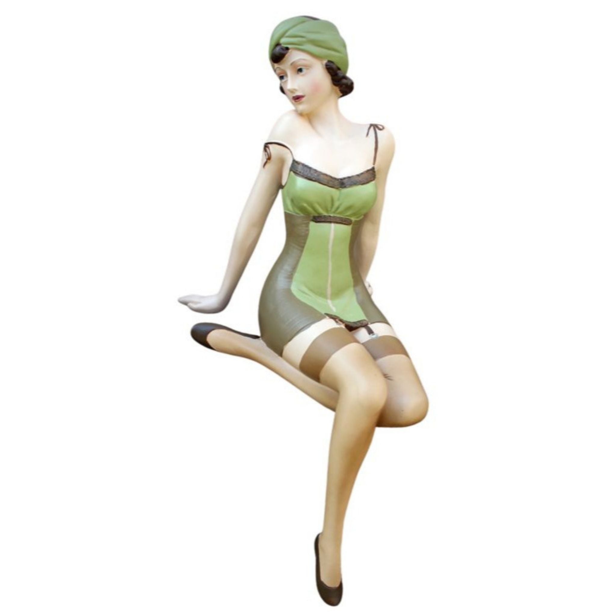 Retro Kantenhocker Dame Nostalgie Figur 29 cm