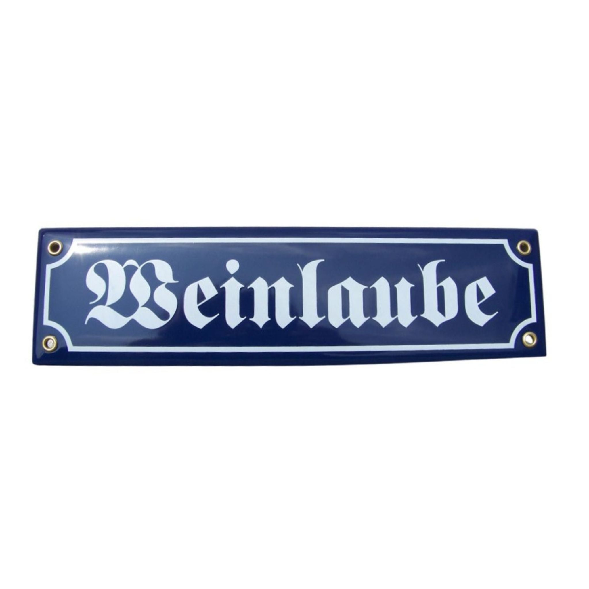 Emaille-Schild Weinlaube Blau Weiß 8x30cm