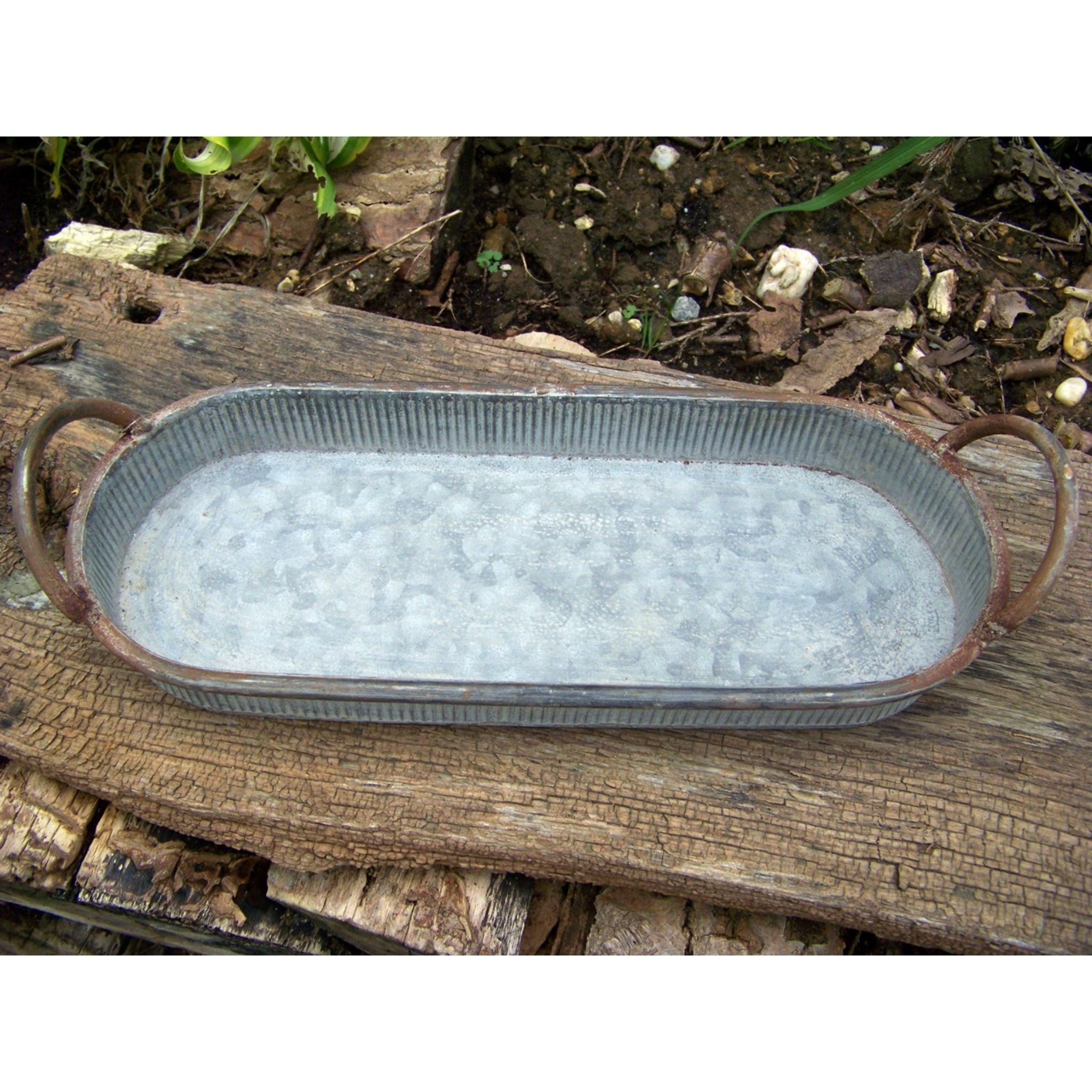 Zink Kerzenteller Tablett NEU Kerzenhalter Tischdeko L35cm