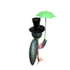 Rabe Gartenfigur mit Schirm Metallfigur 27cm