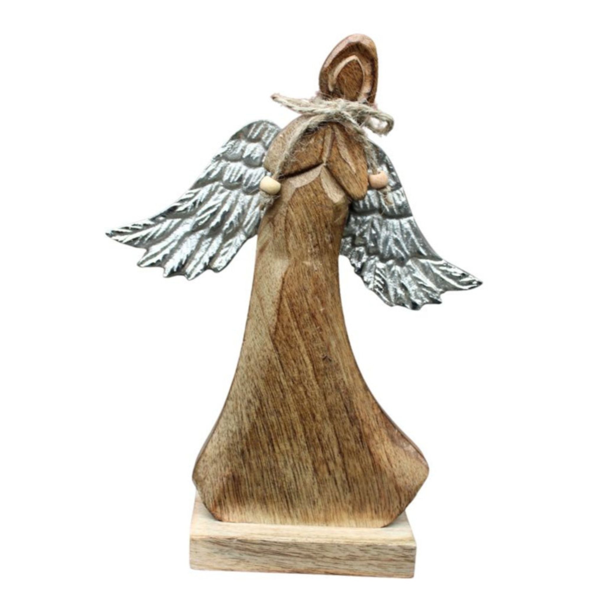 Engelfigur Holz auf Sockel Weihnachtsfigur H26cm