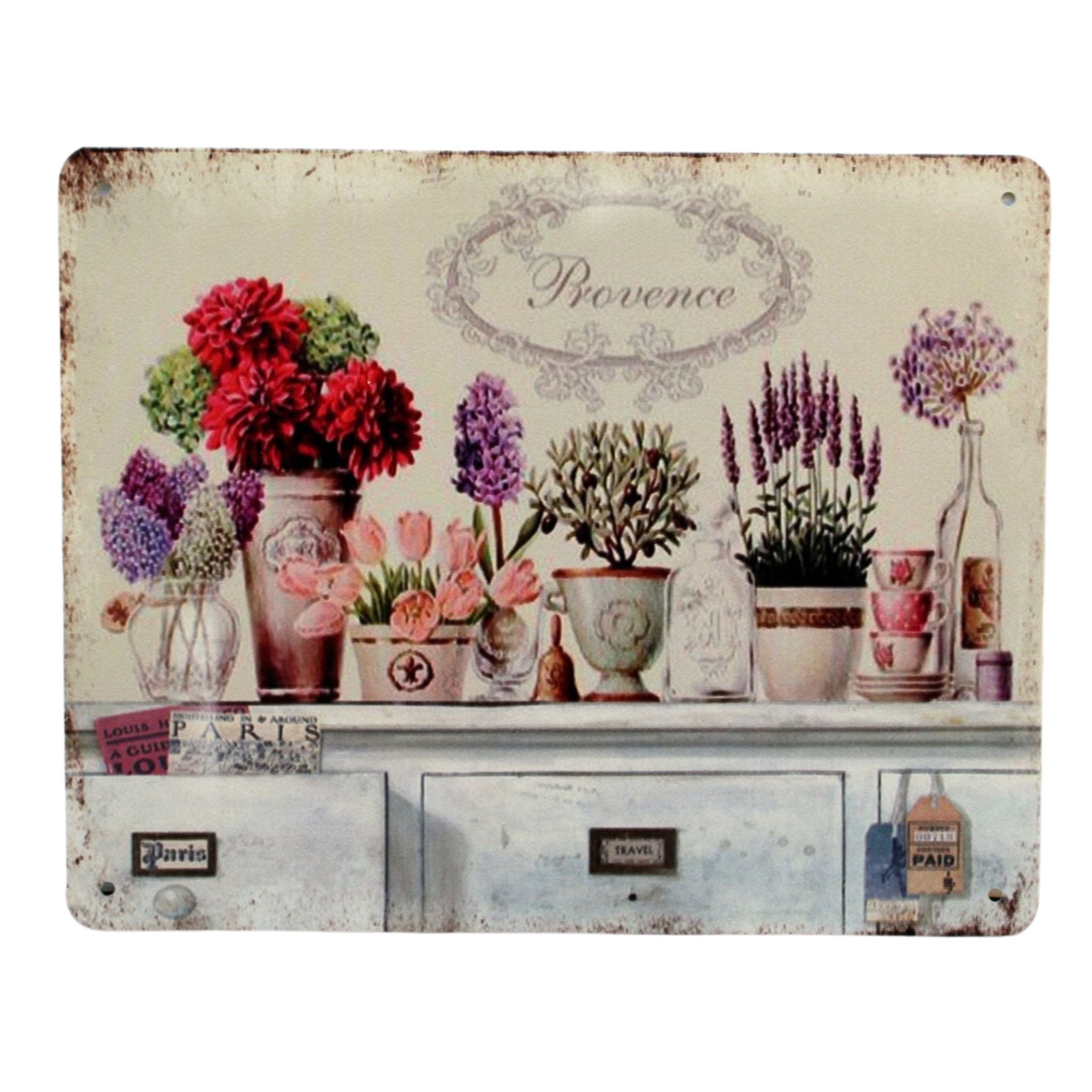 Shabby Blechschild Provence Nostalgie Blumen