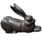 Gartenfigur Hase liegend Gusseisen Antikbraun 18 cm