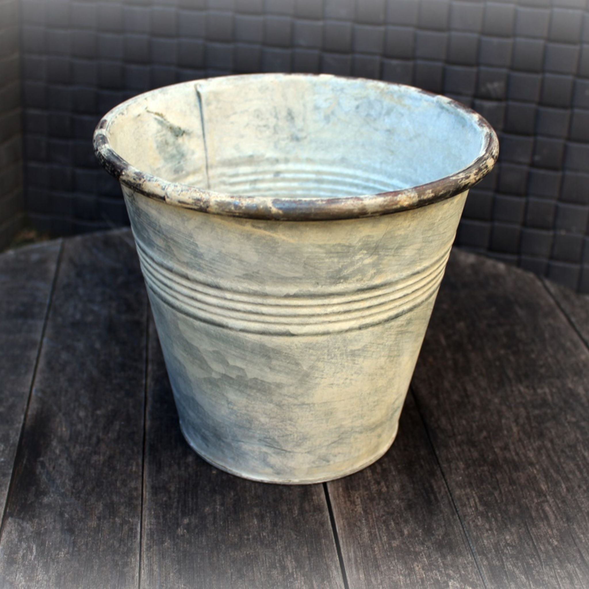 Blumentopf Zink Streifen L