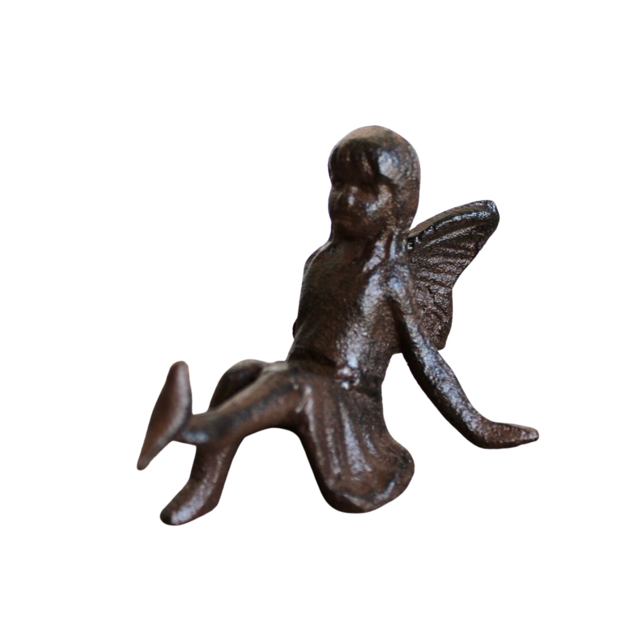 Gartenfigur Elfe mit Vogel