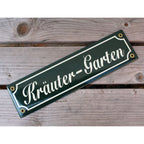 Emaille Schild Kräutergarten Dunkelgrün Weiß 30 cm